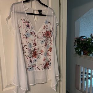 Torrid Sheer White Floral Blouse